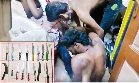 ஆயுதங்களுடன் பதுங்கி இருந்த 4 பேர் கைது