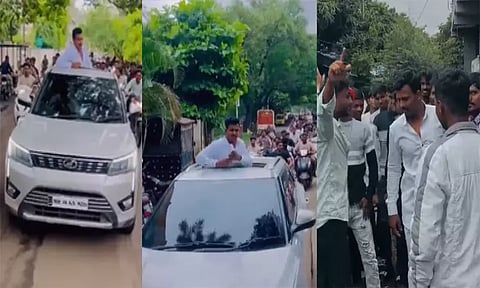 சிறையில் இருந்து விடுதலையானதை கொண்டாட பேரணி சென்ற ரவுடி... மீண்டும் சிறையில் அடைப்பு