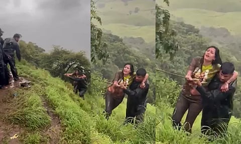 செல்பி புகைப்படம் ஆர்வத்தில்... 100 அடி ஆழ பள்ளத்தில் விழுந்த இளம்பெண்