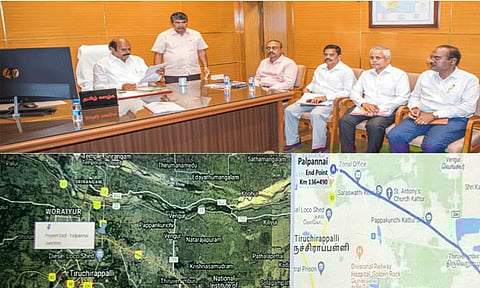 நெடுஞ்சாலைத்துறை பணிகள்: அமைச்சர் எ.வ.வேலு ஆய்வு