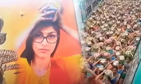 கோவில் திருவிழா பேனரில் மியா கலிபா புகைப்படம் - அகற்றிய காவல்துறையினர்