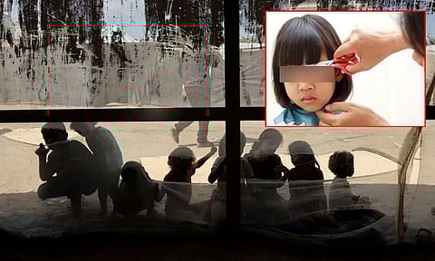 காசா: முடிகளை வெட்டி கொண்ட சிறுமிகள்; இந்த காரணத்திற்காக...!!