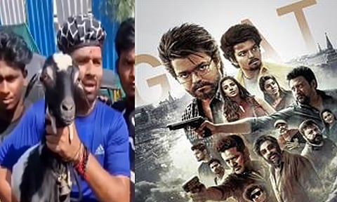 ஆட்டுடன் 'கோட்' படம் பார்க்க வந்த நடிகர் கூல் சுரேஷ்!