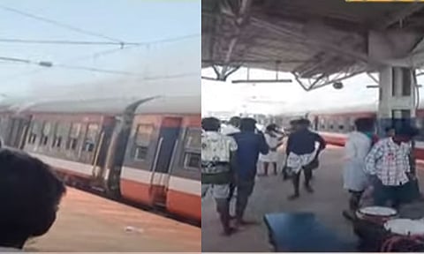 திருச்சியில் இருந்து காரைக்கால் சென்ற பயணிகள் ரெயிலில் தீ விபத்து