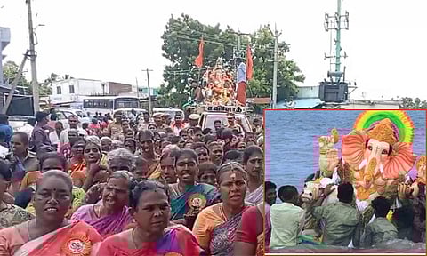 விநாயகர் சிலைகள் நீர்நிலைகளில் கரைப்பு