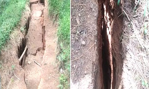 கொடைக்கானலில் 300 அடி நீளத்திற்கு நிலத்தில் விரிசல்...மக்கள் அதிர்ச்சி