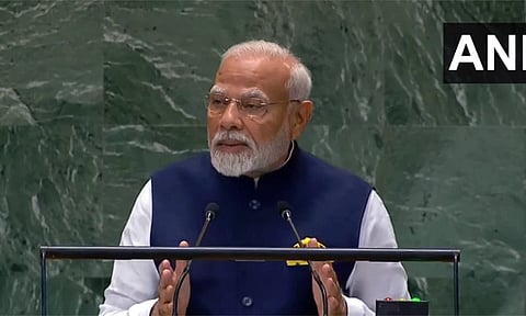 மனிதகுலத்தின் வெற்றி போர்க்களத்தில் அல்ல - ஐ.நா.வில் பிரதமர் மோடி உரை