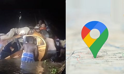 கூகுள் மேப்பால் ஆற்றில் கவிழ்ந்த சொகுசு கார்: 2 பேர் பலி