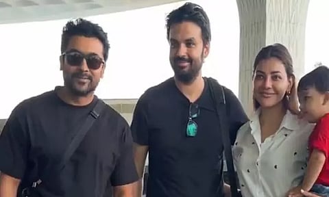 காஜல் அகர்வாலை மும்பையில் சந்தித்து பேசிய நடிகர் சூர்யா