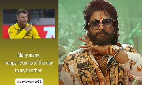 புஷ்பா ஸ்டைலில் டேவிட் வார்னருக்கு பிறந்தநாள் வாழ்த்து தெரிவித்த அல்லு அர்ஜுன்