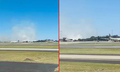 சிட்னி விமான நிலையத்தில் விமான என்ஜின் வெடித்ததில் தீ விபத்து