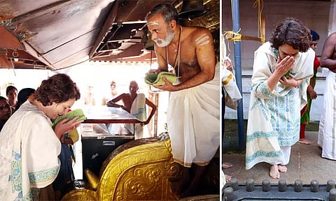 திருநெல்லி மகா விஷ்ணு கோவிலில் பிரியங்கா காந்தி சாமி தரிசனம்