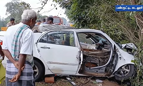 கடலூரில் விபத்தில் சிக்கிய காருக்குள் குட்கா பொருட்கள் பறிமுதல் - போலீஸ் விசாரணை