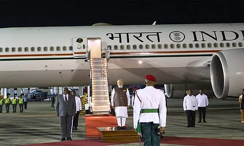 கயானா சென்றடைந்த பிரதமர் மோடிக்கு உற்சாக வரவேற்பு