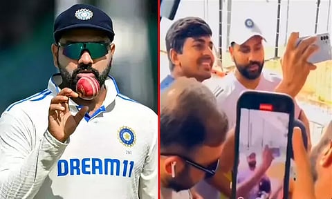 கேமரா முன்... ரசிகரின் செயலால் எரிச்சல் அடைந்த ரோகித்; வைரலான வீடியோ