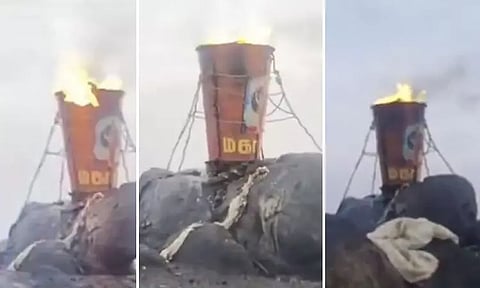 திருவண்ணாமலை மலை உச்சியில் 7-வது நாளாக சுடர் விட்டு எரியும் மகா தீபம்