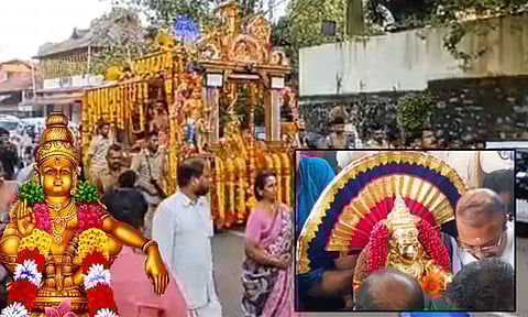 ஆரன்முளா பார்த்தசாரதி கோவிலில் இருந்து ஊர்வலமாக புறப்பட்ட தங்க அங்கி