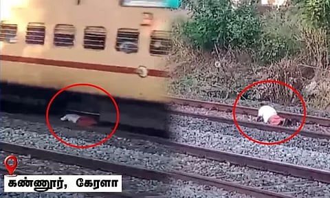 கேரளா: குடிபோதையில் தண்டவாளத்தில் படுத்திருந்த நபர் மீது கடந்து சென்ற ரெயில் - வீடியோ வைரல்