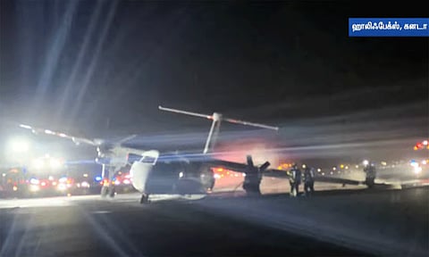 கனடா: தரையிறங்கும்போது விமானத்தில் பற்றிய தீ - அதிர்ஷ்டவசமாக உயிர்தப்பிய 80 பயணிகள்