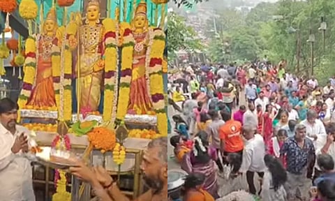 குன்றத்தூர் கோவிலில் திரண்ட பக்தர்கள் கூட்டம் - மலை மீது வாகனங்கள் செல்ல தற்காலிக தடை