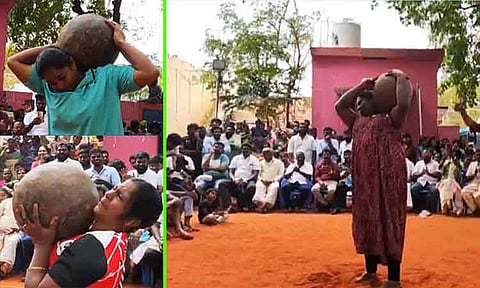 நெல்லையில் களை கட்டிய இளவட்டக்கல் தூக்கும் போட்டியில் அசத்திய பெண்கள்