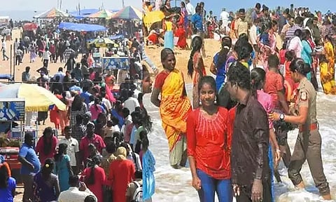 காணும் பொங்கல்: சென்னை கடற்கரையில் குவிந்த மக்கள்