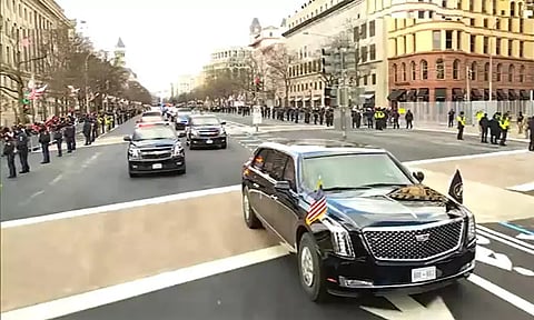 கார்கள் புடை சூழ டிரம்ப்... வியக்க வைக்கும் பதவியேற்பு விழா