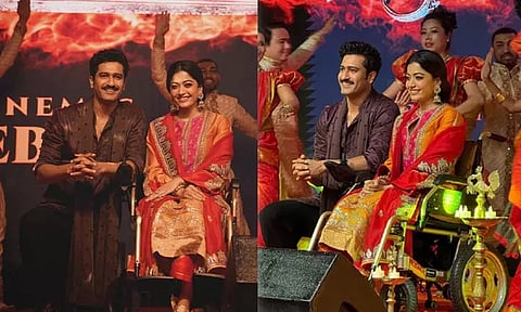 வீல் சேரில் வந்து 'சாவா' பட புரமோஷன் நிகழ்ச்சியில் கலந்து கொண்ட ராஷ்மிகா