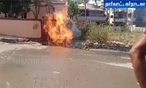 கர்நாடகா: வீடுகளுக்கு எரிவாயு விநியோகிக்கும் குழாயில் தீ விபத்து