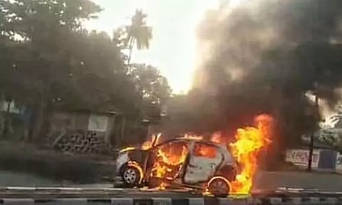 அரியலூர்: விபத்தில் சிக்கிய கார் தீப்பிடித்து எரிந்ததில் ஓட்டல் உரிமையாளர் பலி