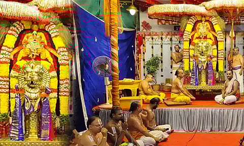 சென்னை பத்மாவதி தாயார் கோவிலில் பிரம்மோற்சவம்- சிம்ம வாகன சேவை