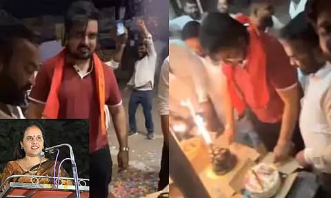 நடுரோட்டில் கேக் வெட்டி பிறந்தநாள் கொண்டாடிய மேயர் மகன் கைது