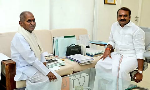 இளையராஜாவை நேரில் சந்தித்து வாழ்த்து தெரிவித்த மத்திய இணை மந்திரி எல்.முருகன்