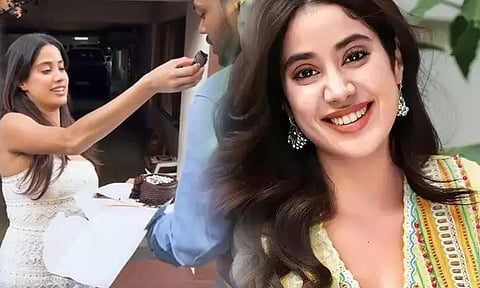 Janhvi Kapoor feed the cake to the fan from her hand