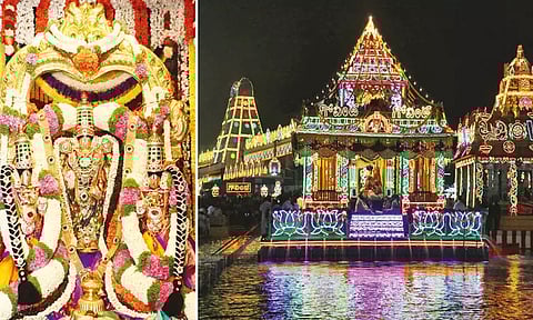 திருப்பதி: தெப்பத்தில் எழுந்தருளி பக்தர்களுக்கு அருள் பாலித்த ஸ்ரீதேவி, பூதேவி, மலையப்பசாமி