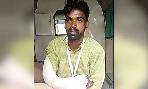 போலீசாரிடம் இருந்து தப்பி ஓடிய ரவுடிக்கு கை முறிந்தது