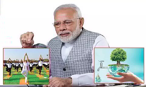 யோகா தினம், மாணவர்களுக்கு அறிவுரை, தண்ணீர் சேமிப்பு பெருமைகளை மன் கி பாத்தில் குறிப்பிட்ட பிரதமர் மோடி