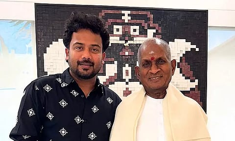 Actor Pandiarajan and Prithvi congratulate Ilayaraja in person