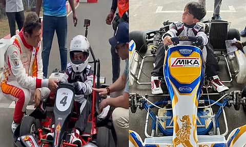 மகனுக்கு ரேஸ் கார் ஓட்ட பயிற்சியளிக்கும் அஜித்