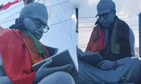 DMK-BJP flags on Anna statue: Controversy in Thanjavur