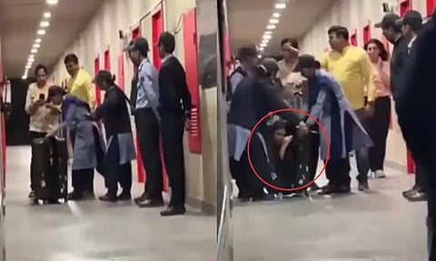 காதலியுடன் நேரம் செலவிட மாணவர் செய்த செயல்; விடுதி வாசலில் சிக்கிய சூட்கேஸ் - வீடியோ