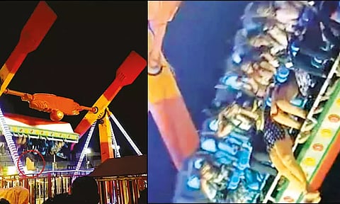 ராட்டினத்தில் இருந்து நழுவி கீழே விழுந்த இளம்பெண் படுகாயம்: 4 பேர் மீது வழக்குப்பதிவு