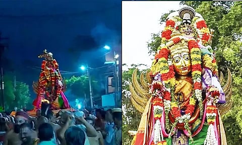 ஸ்ரீரங்கம் சித்திரை தேர்த்திருவிழா: தங்க கருட வாகனத்தில் வீதி உலா வந்த நம்பெருமாள்