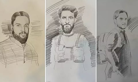 காஷ்மீரில் தாக்குதல் நடத்தியவர்கள் என சந்தேகிக்கப்படும் நபர்களின் வரைபடங்கள் வெளியீடு