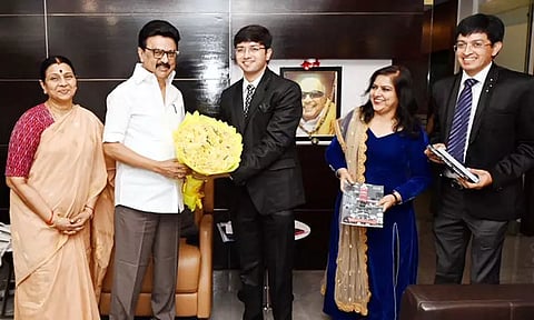 மின்சார வாரியத்தலைவர் ராதாகிருஷ்ணன் மகனுக்கு மு.க.ஸ்டாலின் வாழ்த்து