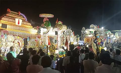 கஞ்சநாயக்கன்பட்டி திரௌபதி அம்மன் கோவில் திருவிழா: 9 தேர்களில் வீதியுலா வந்த உற்சவர்கள்