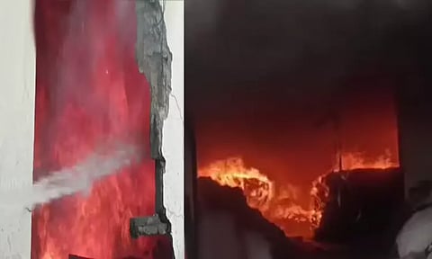 திருப்பூர் பஞ்சு ஆலையில் பயங்கர தீ விபத்து - ரூ. 50 லட்சம் மதிப்பிலான பொருட்கள் எரிந்து சேதம்