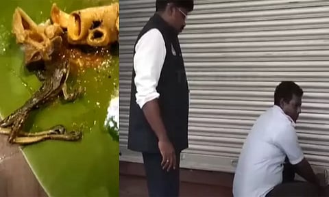 சென்னை பூந்தமல்லியில் உள்ள ஓட்டலில் சாப்பிட்ட உணவில் முழு தேரை இருந்ததால் பரபரப்பு