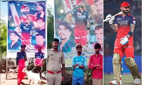 விராட் கோலி பேனர் முன்பு ஆட்டை பலியிட்ட 3 பேர் கைது