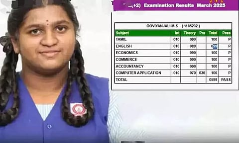 பிளஸ் 2 பொதுத்தேர்வில் பழனி மாணவி 599 மதிப்பெண்கள் எடுத்து சாதனை